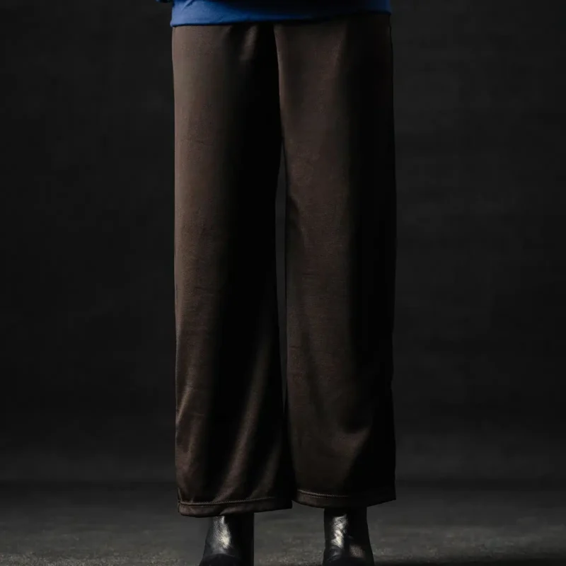 CHARCOAL BROWN WIDE LEG TROUSERS