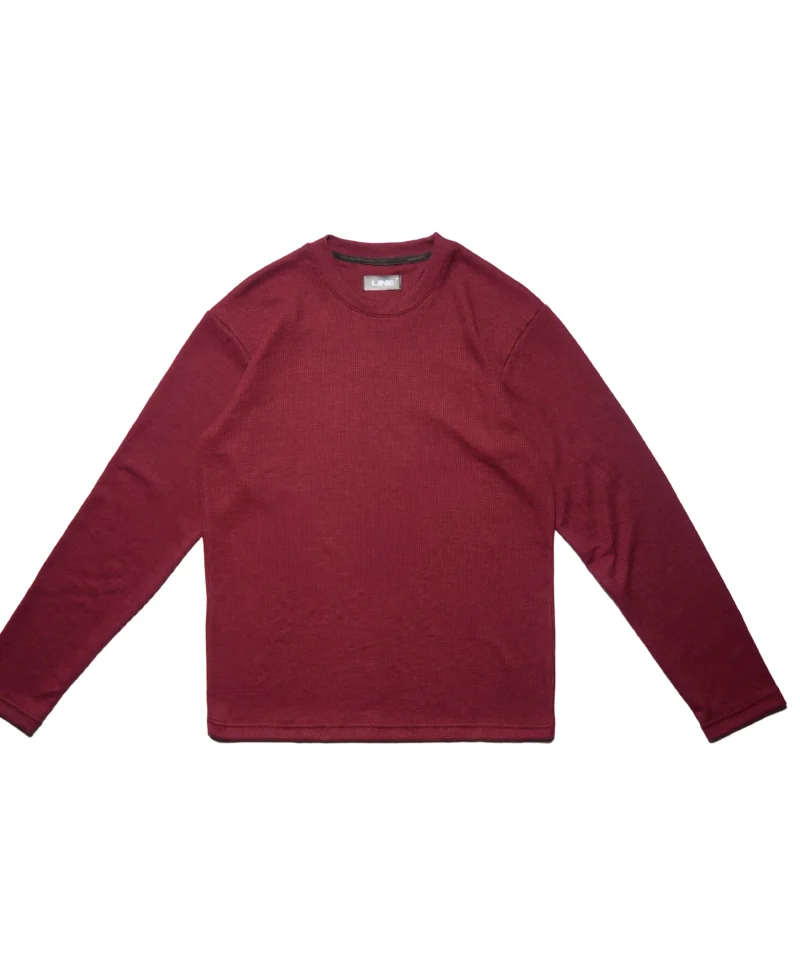 Burgundy Ribbed Knit Crew