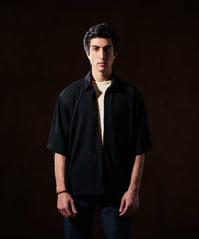 Drop Shoulder Button Down - Black