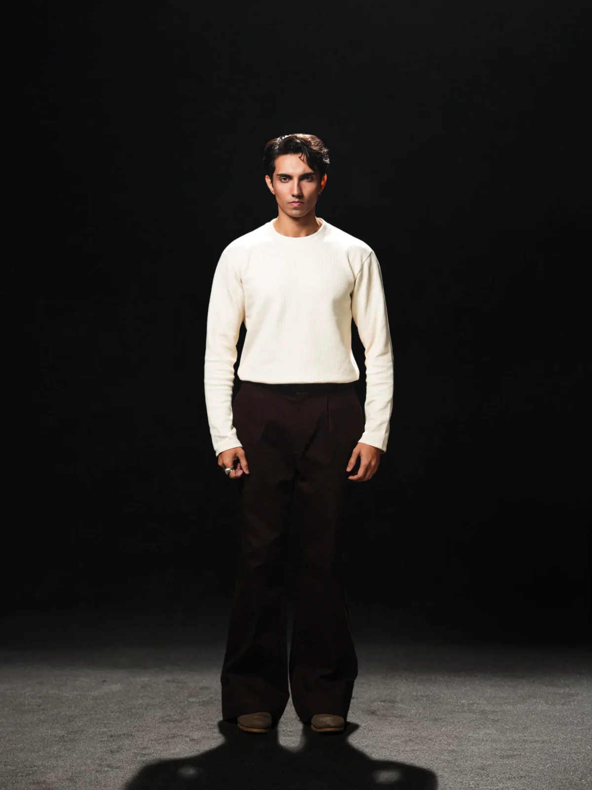 Sand Ribbed Crew Neck