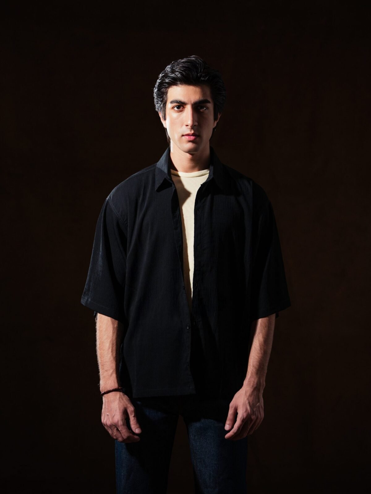 Drop Shoulder Button Down - Black