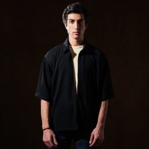 Drop Shoulder Button Down - Black