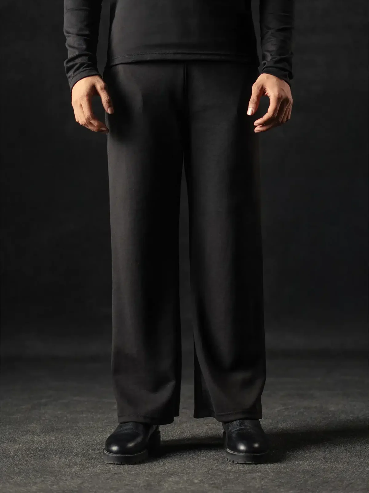 BLACK WIDE LEG TROUSERS