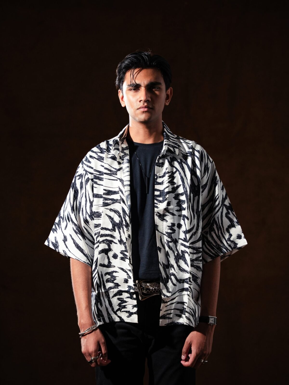 Drop Shoulder Button Down - Zebra