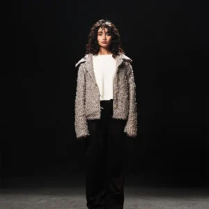 Taupe Bouclé Button Jacket