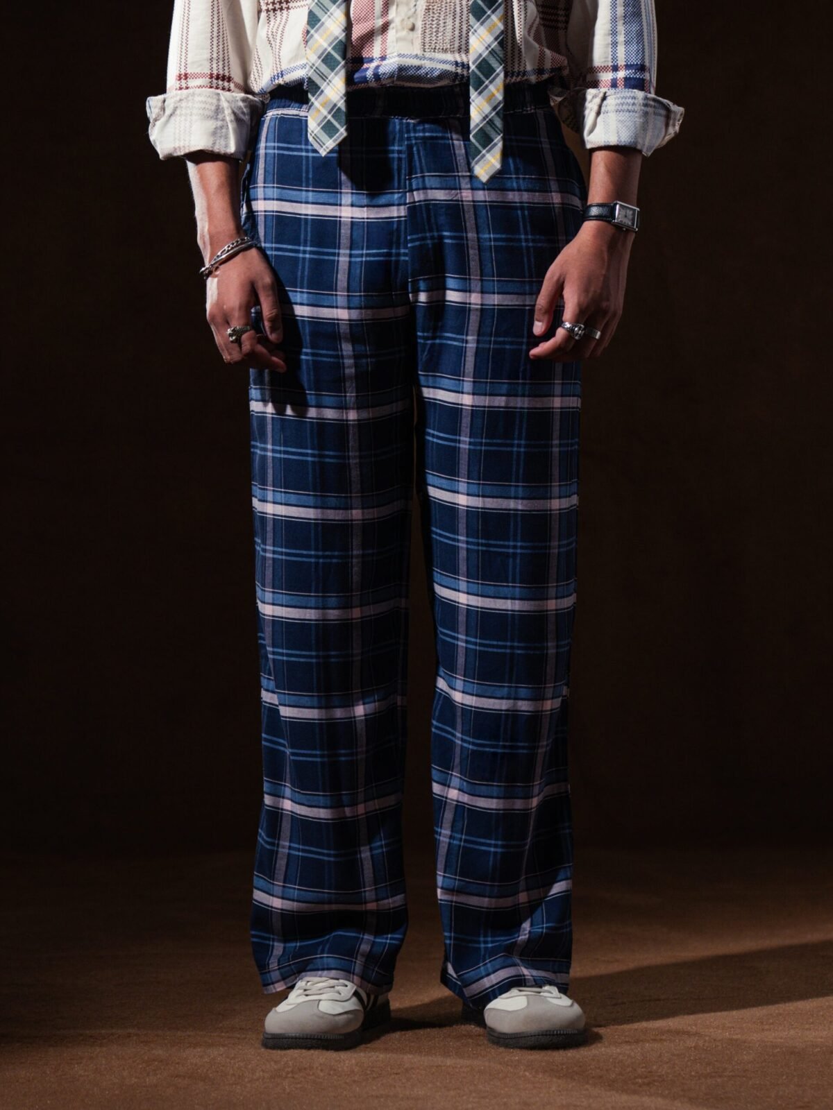 Checkered Wide Leg Trouser