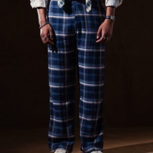 Home Checkered Wide Leg Trouser